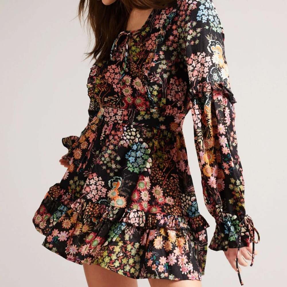Ted Baker Hendria Mini Dress Bohemian Floral Girly Summer Flowy Fun ST5
